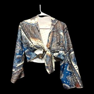 Paisley Front Tie Blouse NWOT